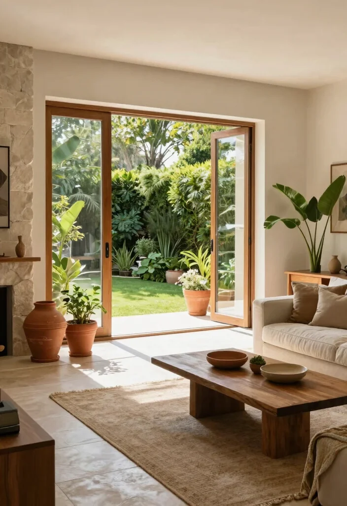 17 Spanish Style Homes Interior Decor Living Room Ideas: Warm and Classic - 10. Incorporate Outdoor Elements 1