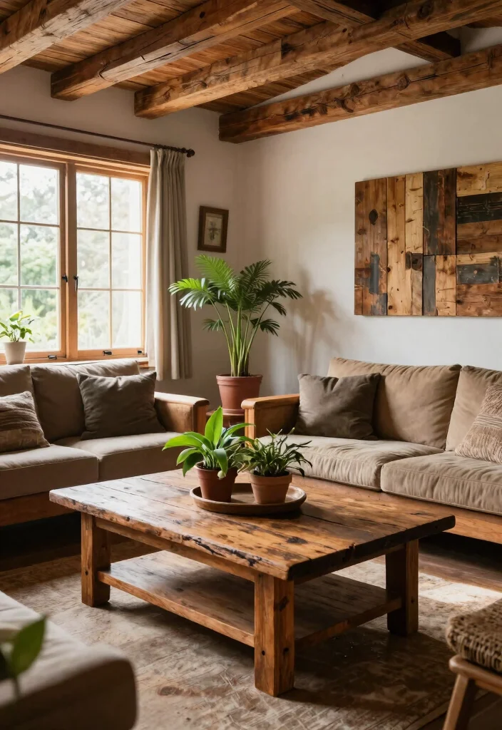 17 Spanish Style Homes Interior Decor Living Room Ideas: Warm and Classic - 3. Rustic Wood Furniture 1