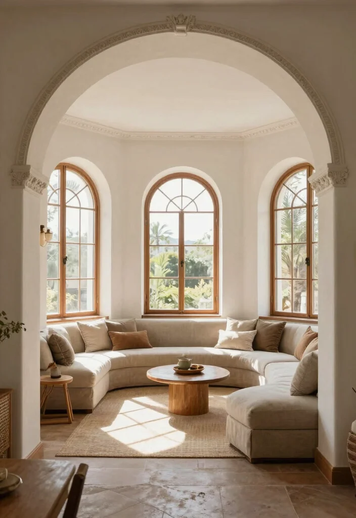 17 Spanish Style Homes Interior Decor Living Room Ideas: Warm and Classic - 9. Arched Doorways and Windows 1