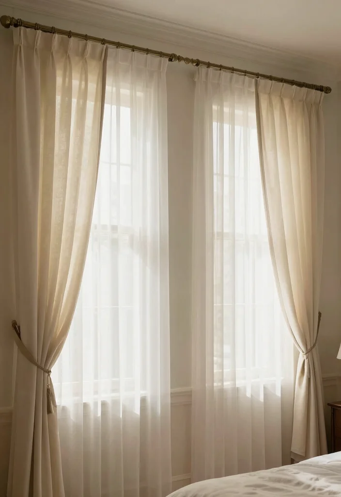 18 Bedroom Design Ideas for Couples: Romantic and Functional - 14. Elegant Window Treatments 1