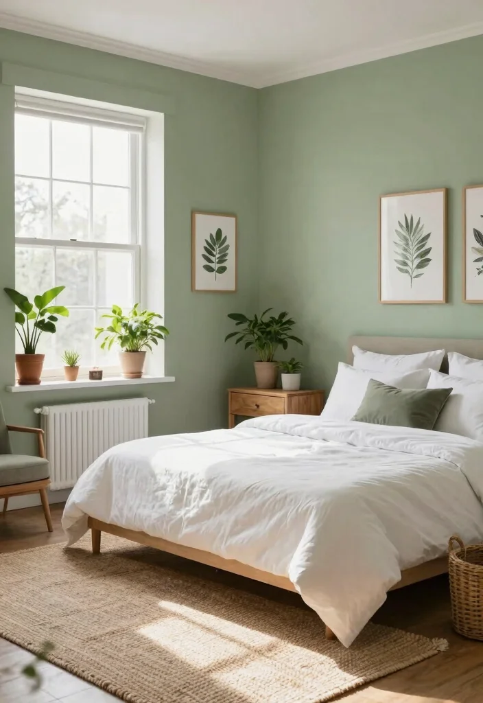 18 Colour for Bedroom Wall Ideas: Calm Stylish Palettes - 1. Soft Sage Green: Nature's Embrace 1