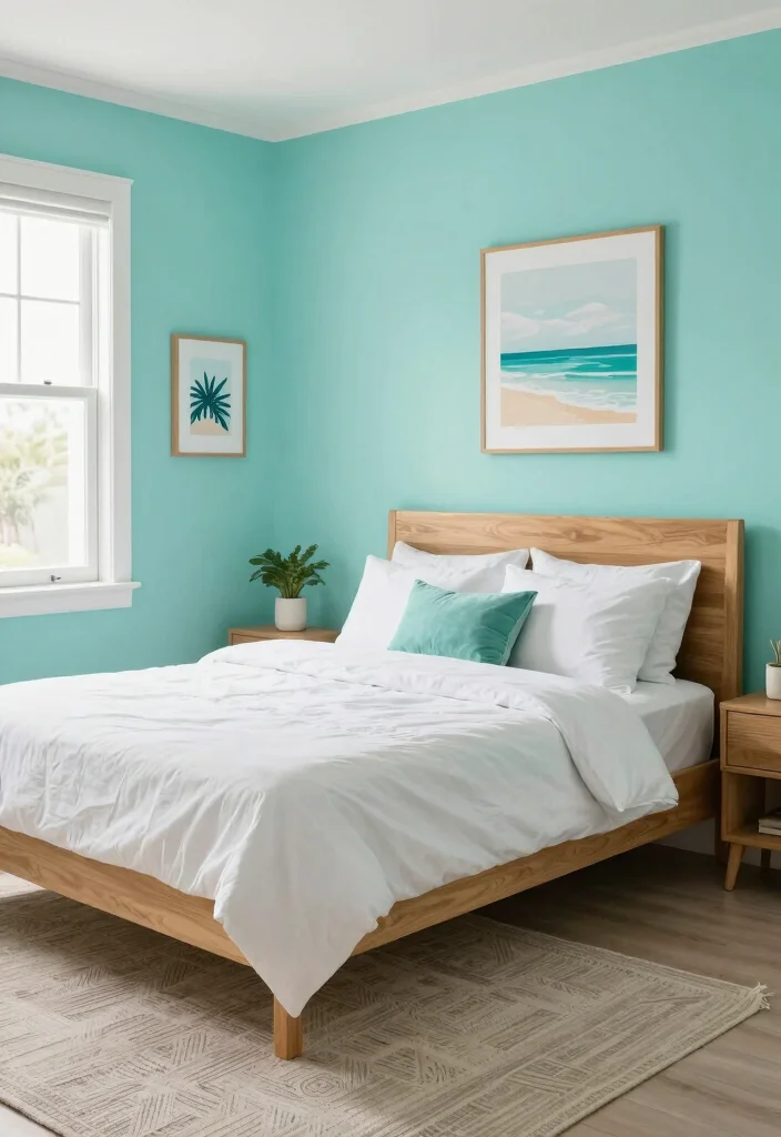 18 Colour for Bedroom Wall Ideas: Calm Stylish Palettes - 10. Gentle Aqua: Fresh and Bright 1