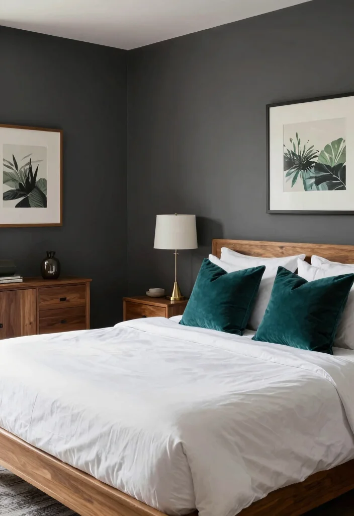 18 Colour for Bedroom Wall Ideas: Calm Stylish Palettes - 16. Charcoal Gray: Bold and Beautiful 1