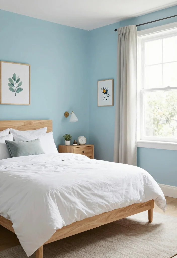 18 Colour for Bedroom Wall Ideas: Calm Stylish Palettes - 18. Powder Blue: Soft Serenity 1