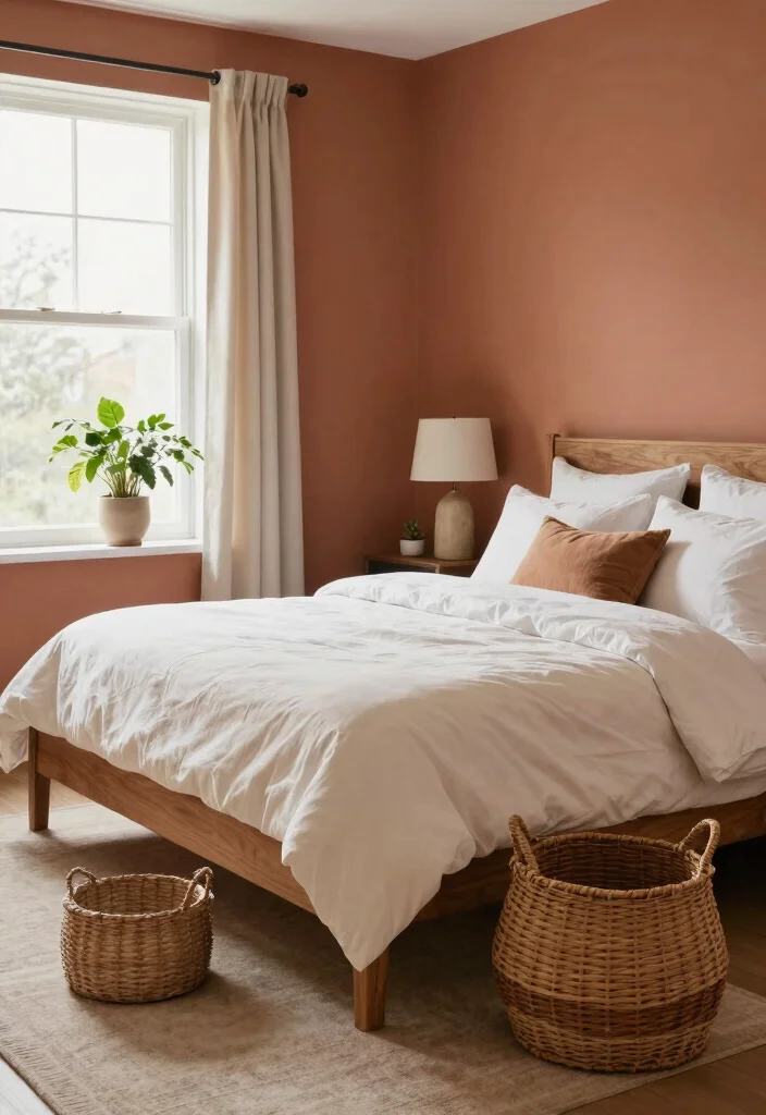18 Colour for Bedroom Wall Ideas: Calm Stylish Palettes - 5. Earthy Terracotta: Grounding Warmth 1