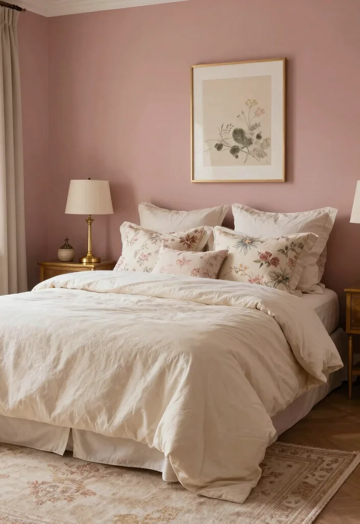 18 Colour for Bedroom Wall Ideas: Calm Stylish Palettes - 7. Dusty Rose: Soft Romantic Vibes 1