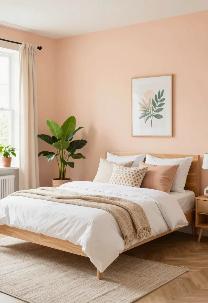 18 Colour for Bedroom Wall Ideas: Calm Stylish Palettes - 9. Soft Peach: Warm and Welcoming 1