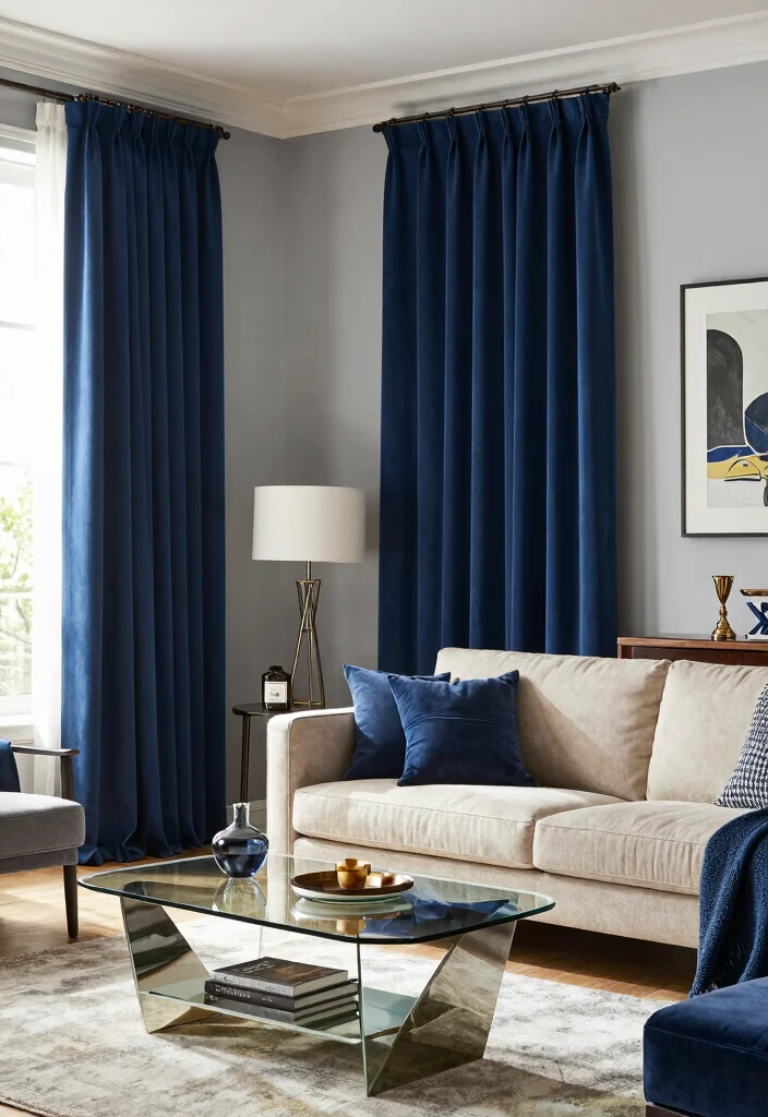 18 Curtains Living Room Colors Ideas Perfect Palette Picks - 15. Classic Navy Blue 1