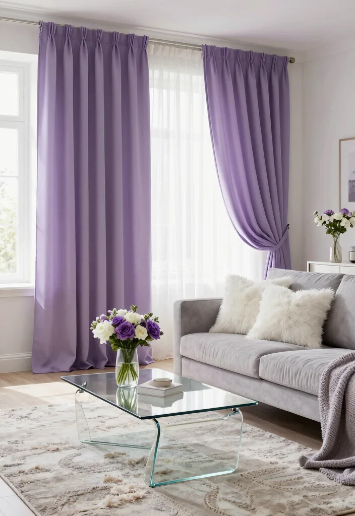 18 Curtains Living Room Colors Ideas Perfect Palette Picks - 5. Muted Lavender 1