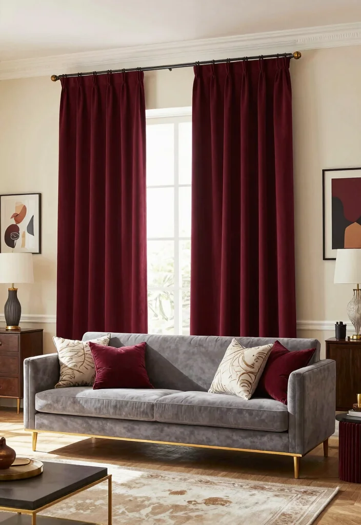18 Curtains Living Room Colors Ideas Perfect Palette Picks - 8. Classic Burgundy 1