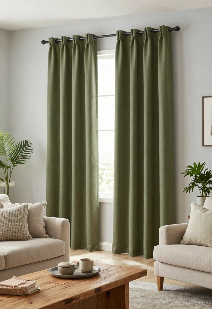 18 Curtains Living Room Colors Ideas Perfect Palette Picks - 9. Earthy Olive Green 1