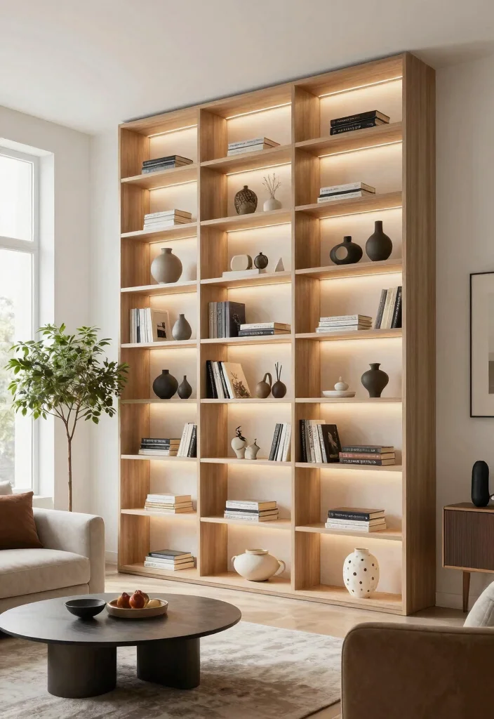 18 Double Height Living Room Wall Design Ideas Grand Impact - 2. Statement Shelving Units 1