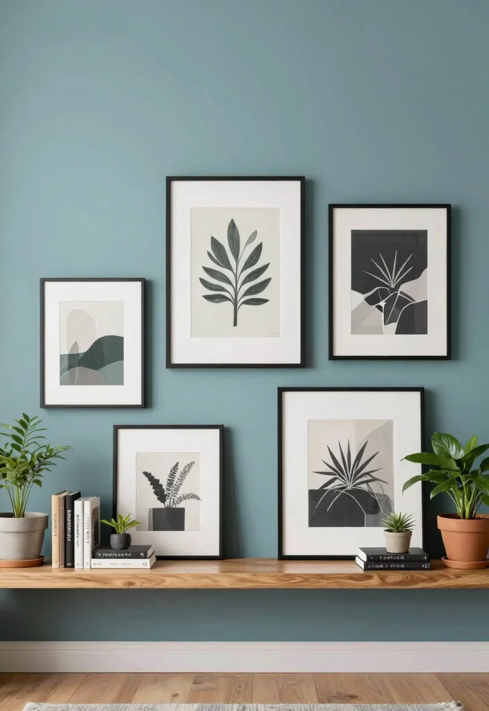 18 Gallery Walls Living Room Ideas for a Personal Artful Display - 6. Gallery Ledge 1