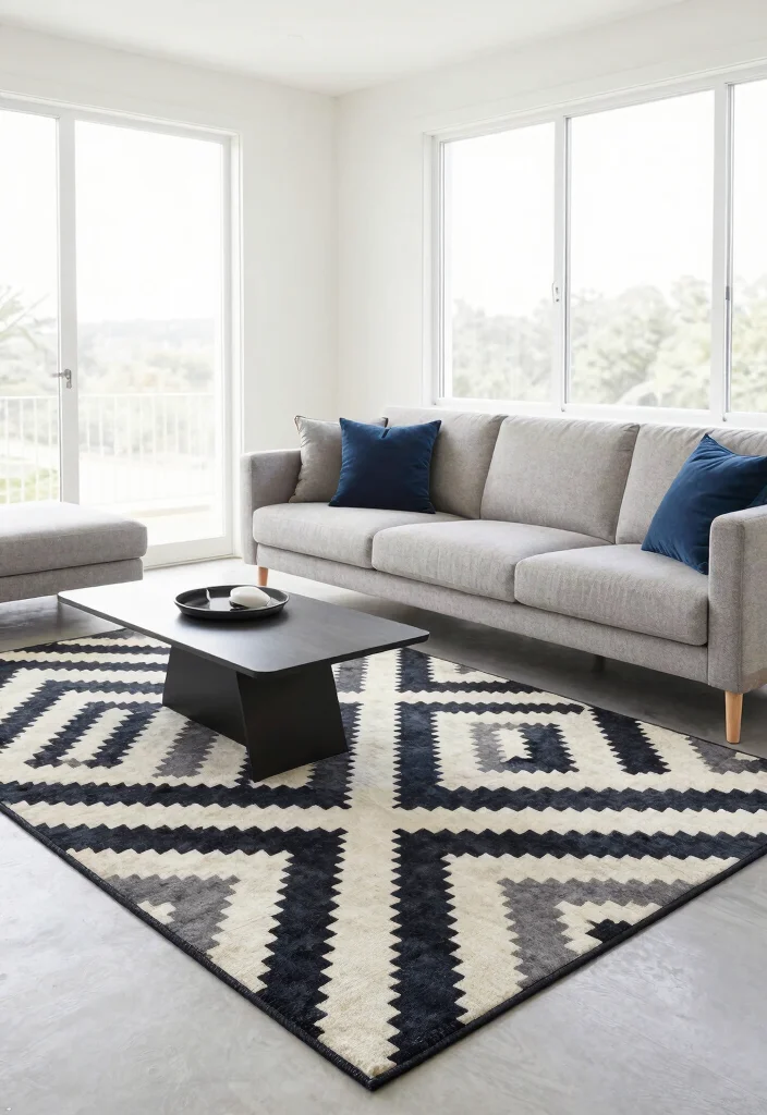 18 Ikea Rugs Living Room Ideas: Affordable Stylish Picks for Eco-Friendly Spaces - 15. Timeless Geometric Patterns 1