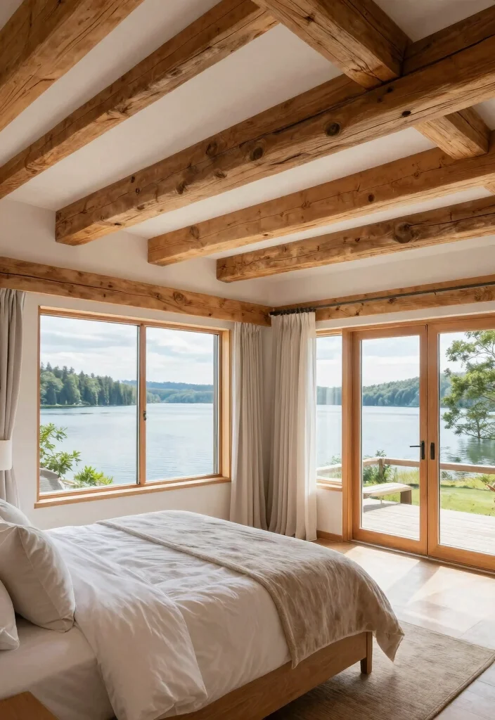 18 Lake House Bedroom Ideas: Relaxed Natural Retreat - 11. Ceiling Beams 1