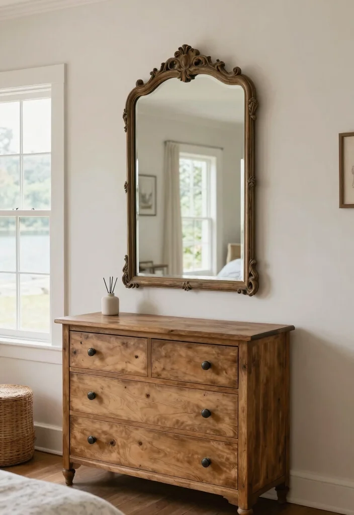 18 Lake House Bedroom Ideas: Relaxed Natural Retreat - 16. Antique Mirrors 1