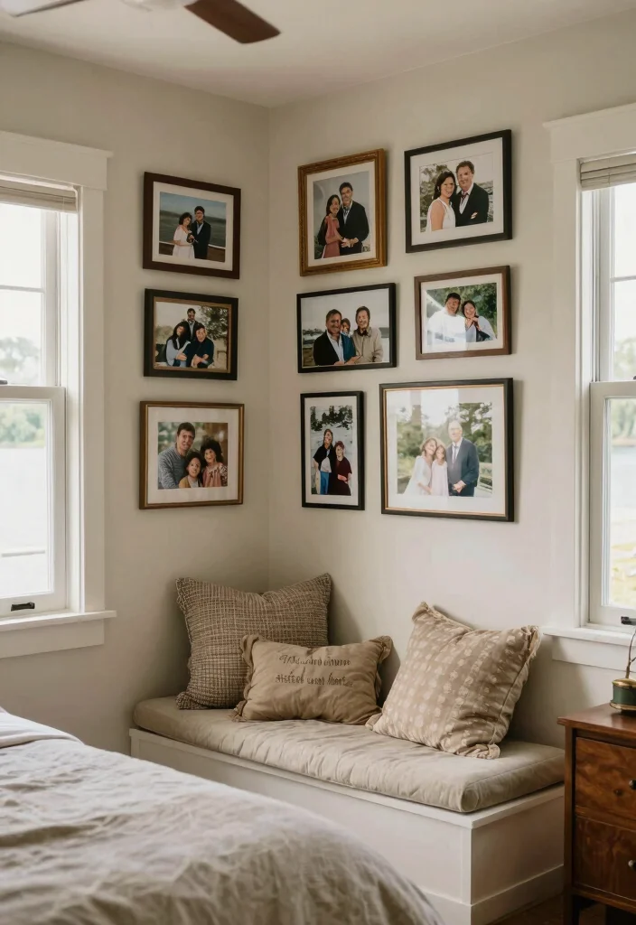 18 Lake House Bedroom Ideas: Relaxed Natural Retreat - 17. Personal Family Touches 1