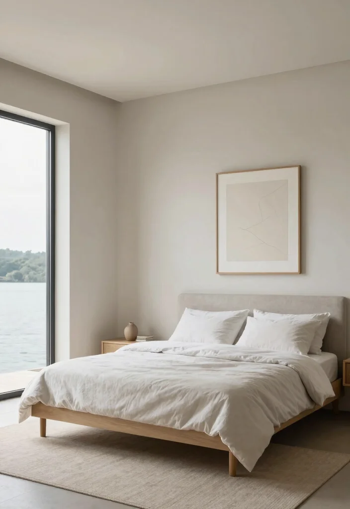 18 Lake House Bedroom Ideas: Relaxed Natural Retreat - 18. Serenity with Minimal Design 1