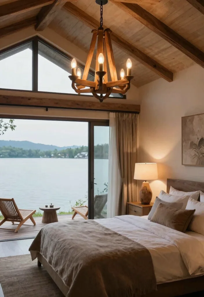 18 Lake House Bedroom Ideas: Relaxed Natural Retreat - 7. Rustic Lighting Fixtures 1