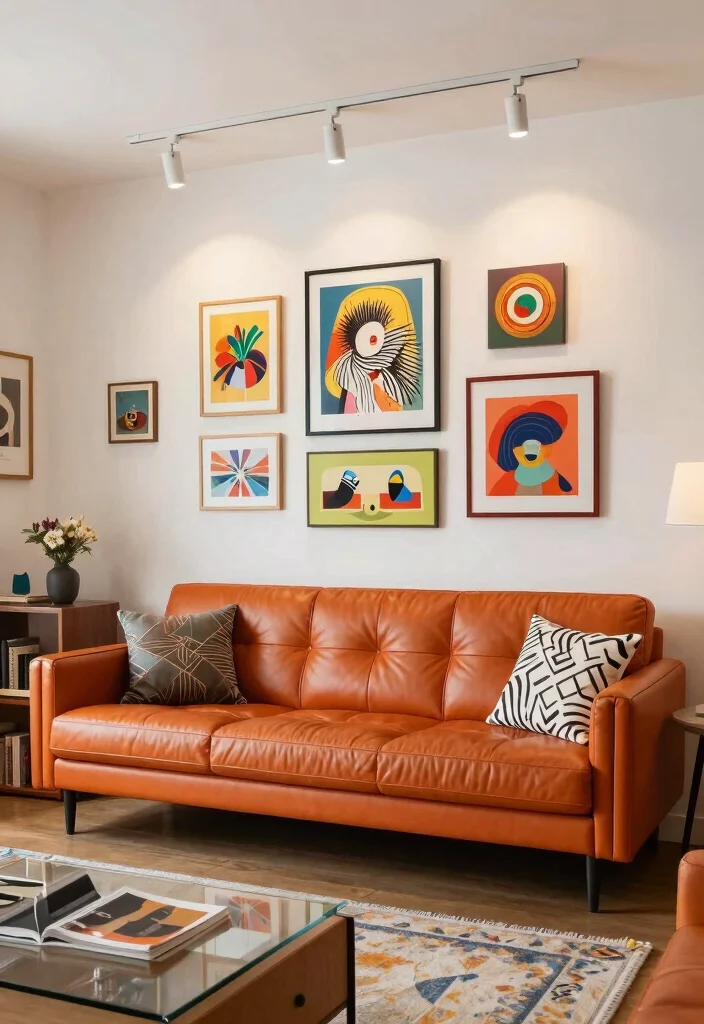 18 Leather Sofa Living Room Ideas Timeless Masculine Chic - 14. Artistic Expression 1