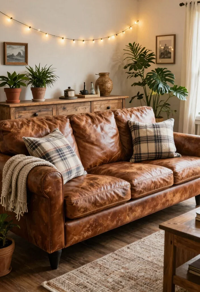18 Leather Sofa Living Room Ideas Timeless Masculine Chic - 16. Farmhouse Chic 1