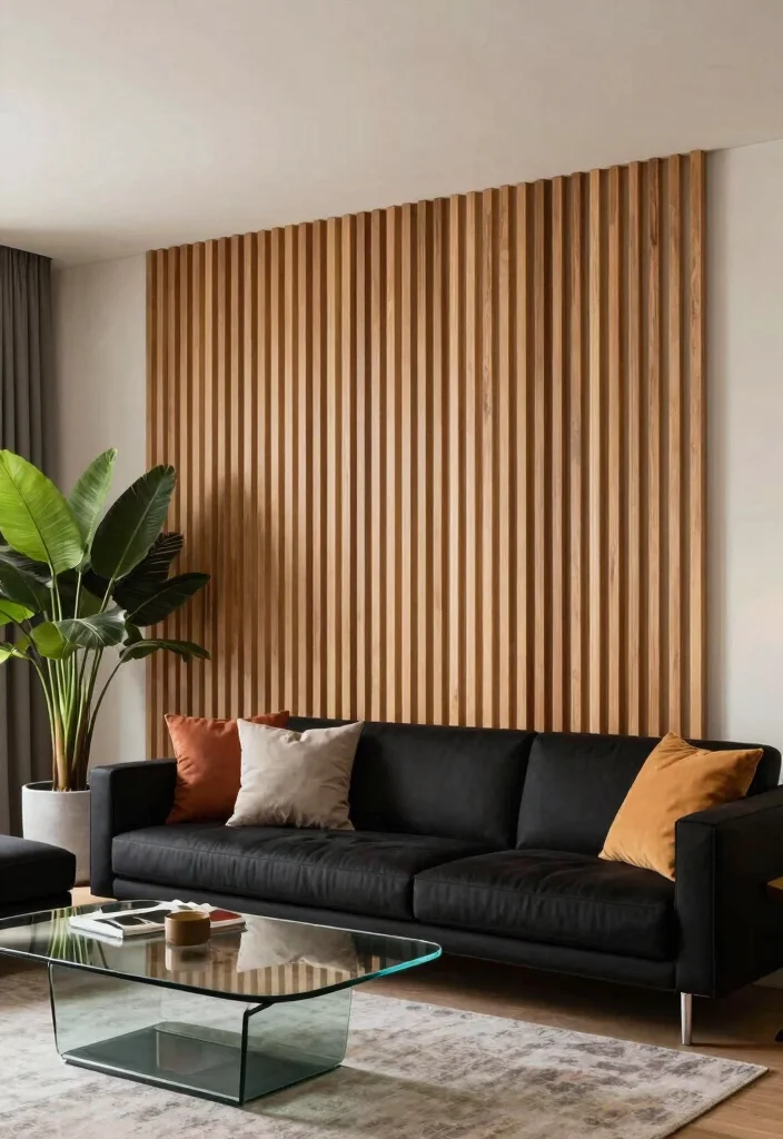 18 Living Room Wood Wall Ideas: Warm Textured Backdrop - 6. Wood Slat Accents 1