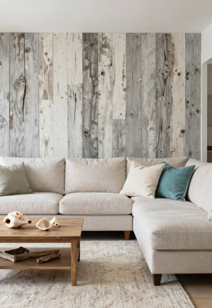 18 Living Room Wood Wall Ideas: Warm Textured Backdrop - 7. Driftwood Style Walls 1
