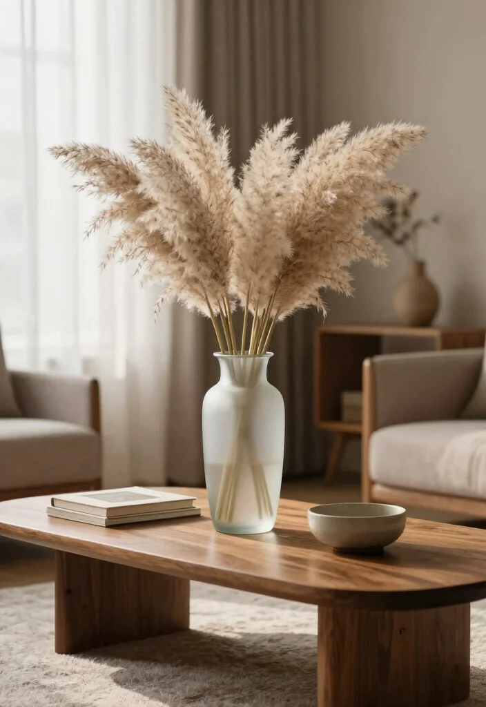 18 Pampas Grass Decor Living Room Ideas Soft Boho Texture - 1. Tall Pampas Grass Centerpiece 1