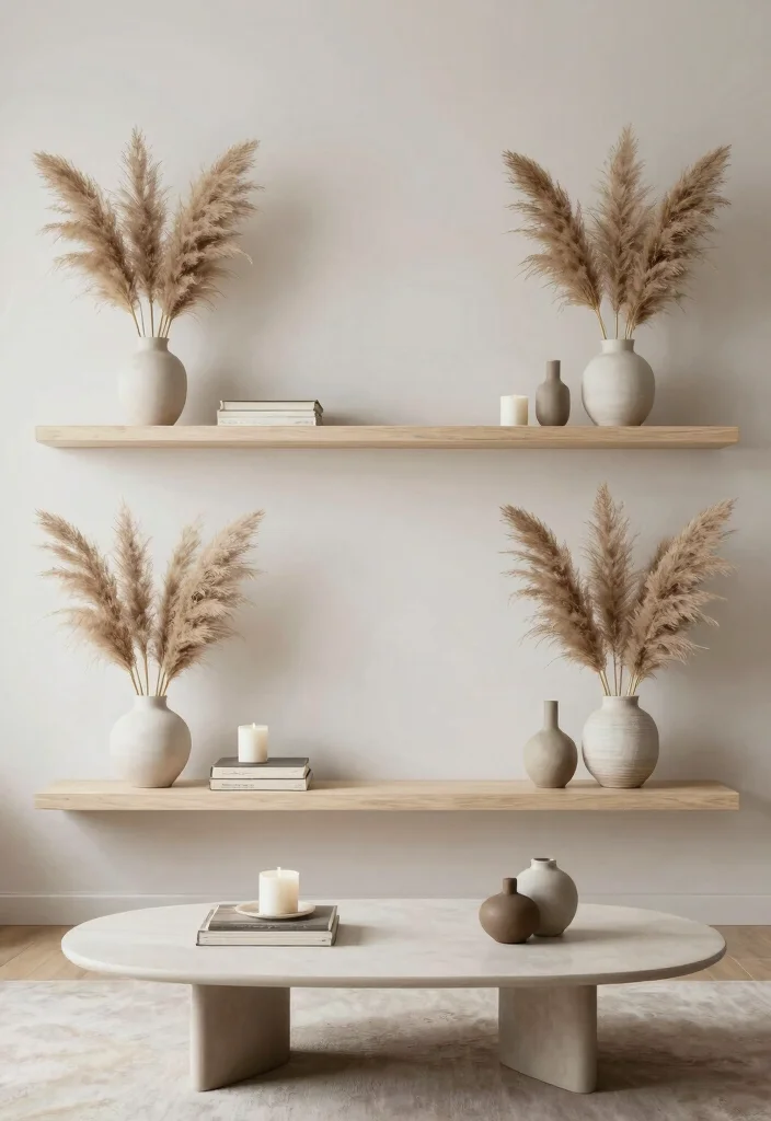 18 Pampas Grass Decor Living Room Ideas Soft Boho Texture - 9. Pampas Grass Subtle Arrangements 1