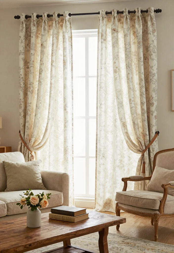 18 Wave Curtains Living Room Ideas for a Modern Flowing Look - 16. Vintage-Inspired Wave Curtains 1
