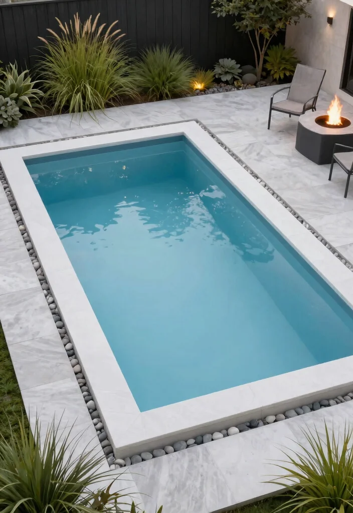 12 Above Ground Lap Pool Ideas for Small Backyards on a Budget - 5. Minimalist Frame Pool with Stone Borders 1