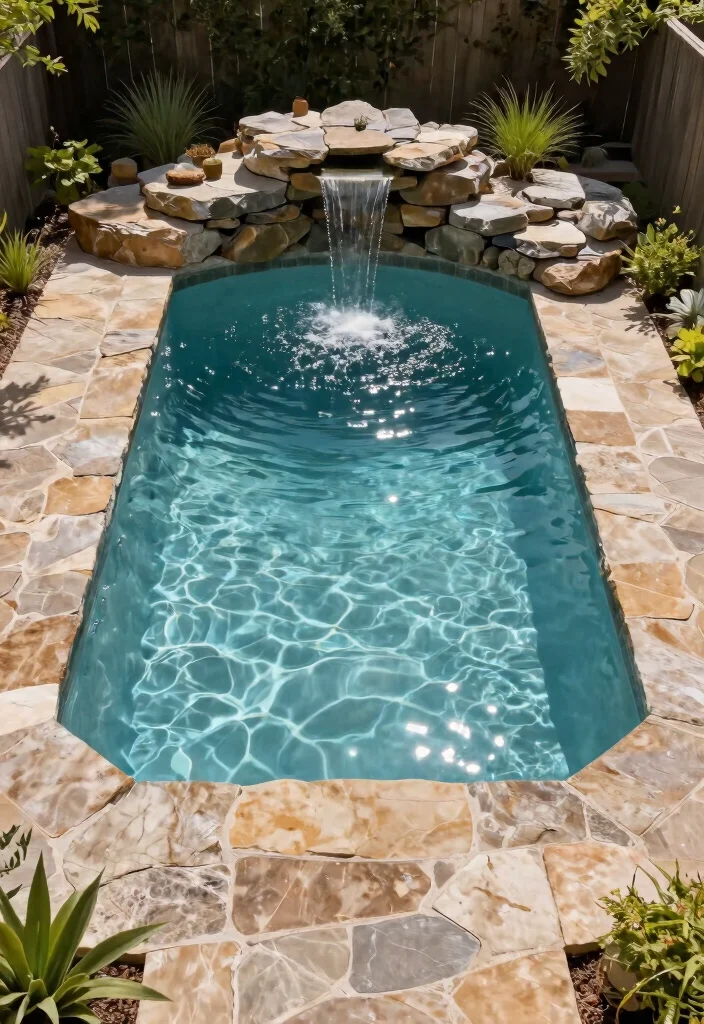 12 Above Ground Lap Pool Ideas for Small Backyards on a Budget - 8. Above Ground Pool with Natural Stone Deck 1
