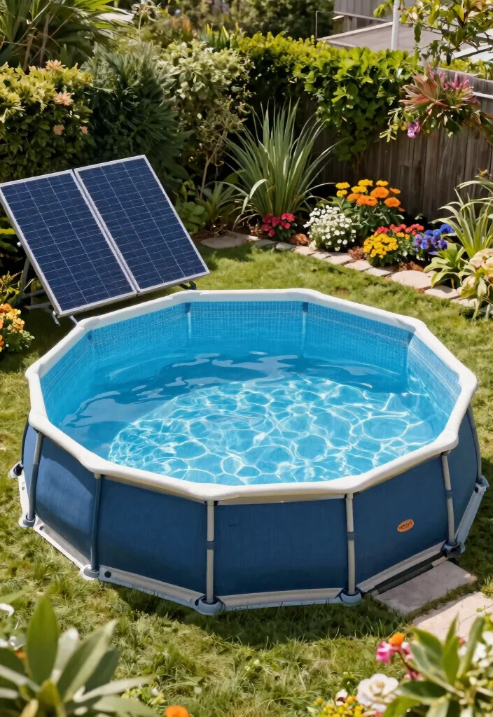 12 Above Ground Lap Pool Ideas for Small Backyards on a Budget - 9. Eco-Friendly Above Ground Pool with Solar Heating 1