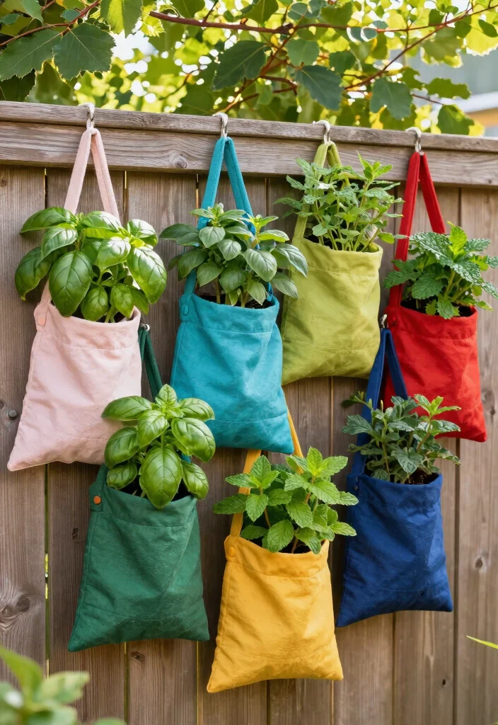 12 Herb Planter Box Ideas for Fresh Herbs Right Outside Your Kitchen - 10. Fabric Herb Planter Bags 1