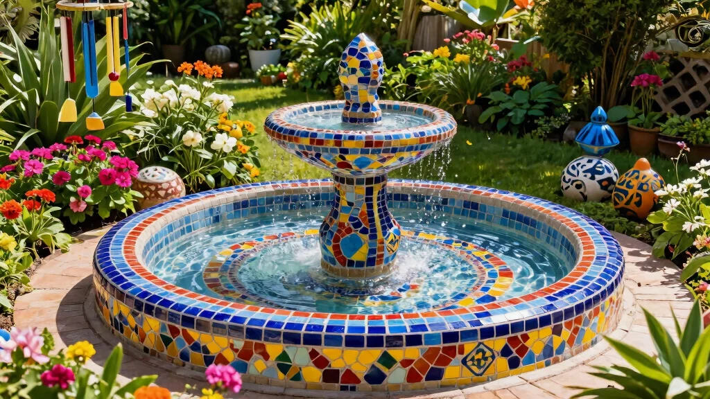 12 Mosaic Water Fountain Ideas for a Colorful Garden Focal Point