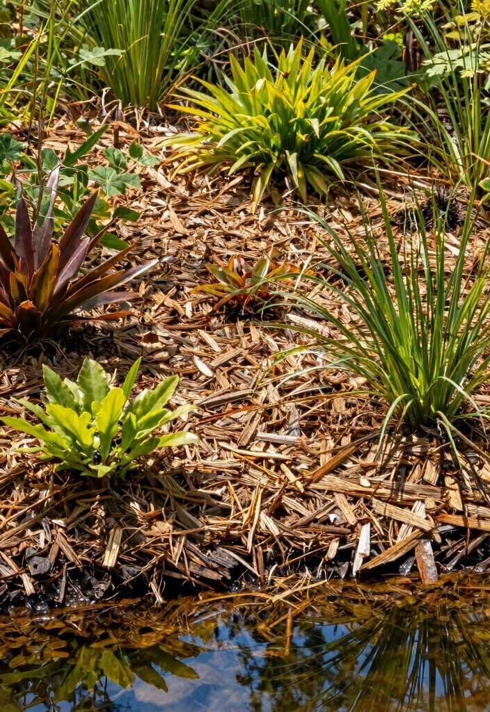 12 Pond Bog Filter Ideas for a Clean and Naturally Filtered Water Garden - 9. Utilizing Natural Mulch 1