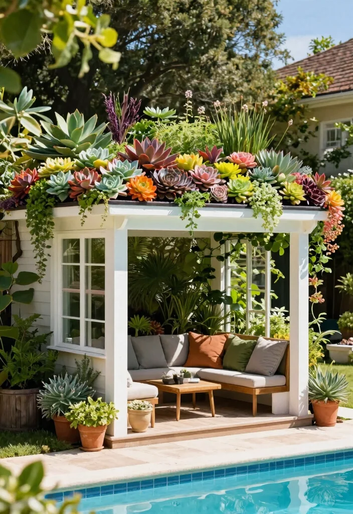 12 Pool Pump House Ideas That Keep Equipment Hidden and Accessible - 12. Roof Gardens 1
