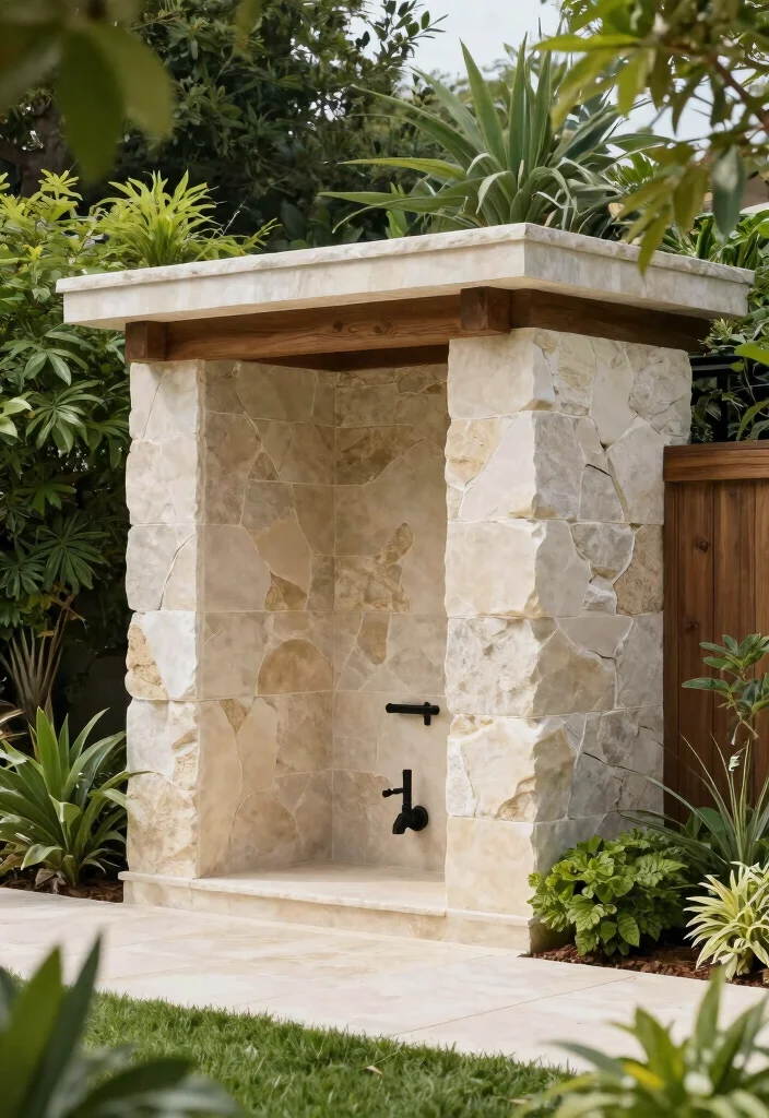 12 Pool Pump House Ideas That Keep Equipment Hidden and Accessible - 7. Natural Stone Finish 1