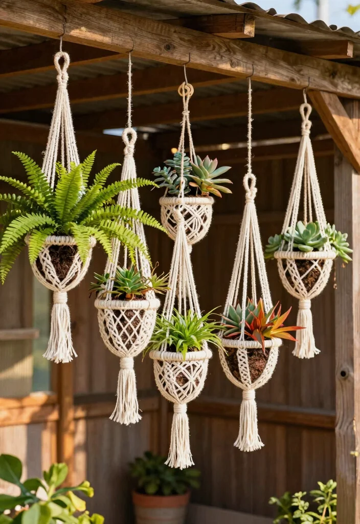 12 Shed Rafter Storage Ideas to Maximize Every Inch of Overhead Space - 11. DIY Hanging Planters 1
