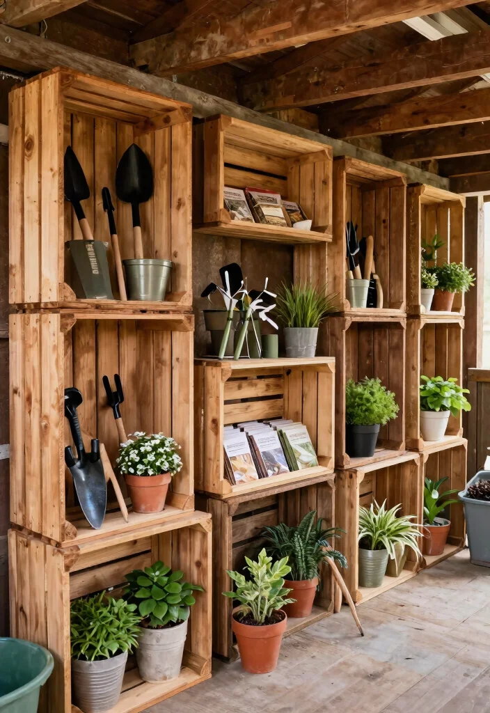 12 Shed Rafter Storage Ideas to Maximize Every Inch of Overhead Space - 6. Repurposed Wine Crates 1
