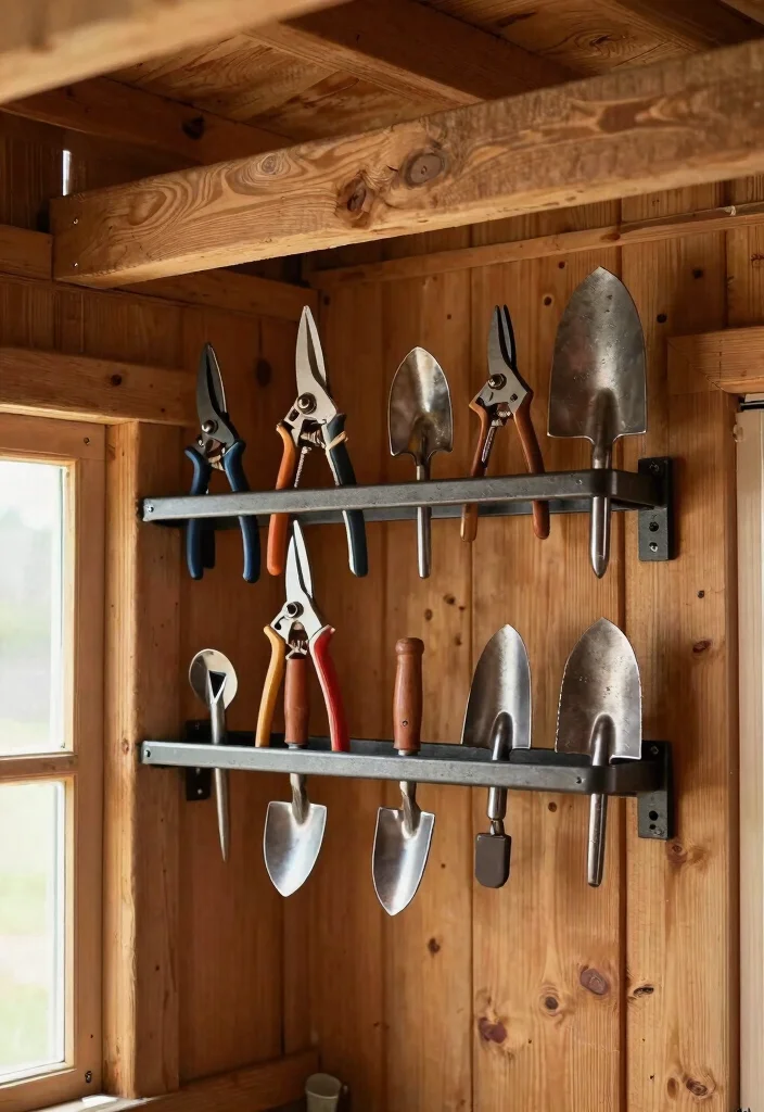 12 Shed Rafter Storage Ideas to Maximize Every Inch of Overhead Space - 7. Magnetic Tool Holders 1