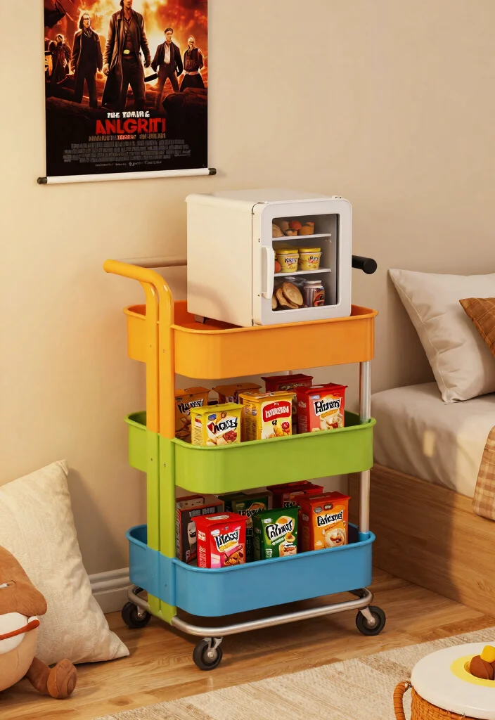 12 Utility Cart Ideas to Add Extra Storage to Any Bedroom - 5. Snack Station 1