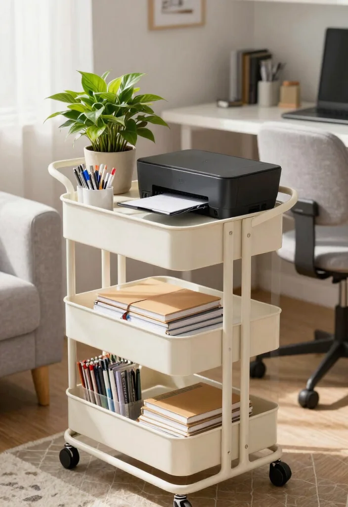 12 Utility Cart Ideas to Add Extra Storage to Any Bedroom - 9. Office Supplies Organizer 1