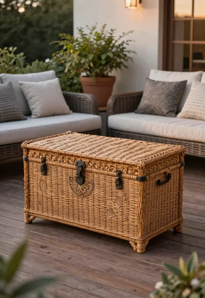 14 Deck Storage Box Ideas for a Tidy and Weatherproof Outdoor Space - 13. Decorative Storage Chests 1