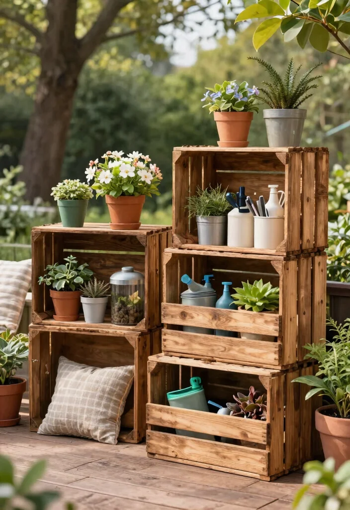 14 Deck Storage Box Ideas for a Tidy and Weatherproof Outdoor Space - 5. Handmade Wooden Crates 1
