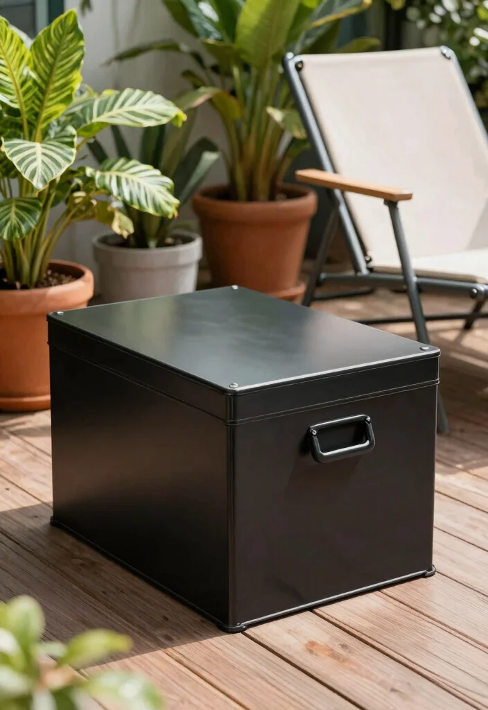 14 Deck Storage Box Ideas for a Tidy and Weatherproof Outdoor Space - 6. Stylish Metal Storage Boxes 1