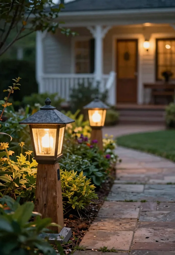 14 Front Porch Lighting Fixtures That Add Charm and Curb Appeal - 12. Rustic Post Lights 1