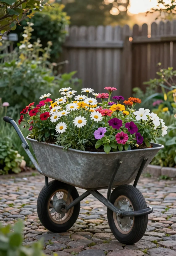 14 Galvanized Planter Ideas for a Rustic and Industrial Garden Look - 6. Galvanized Planter Wheelbarrow 1