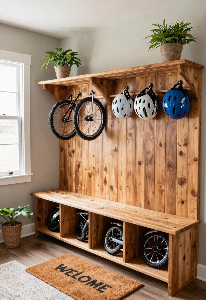 14 Multi Bike Storage Ideas for Families With More Than One Bike - 7. Under-Bench Bike Storage 1