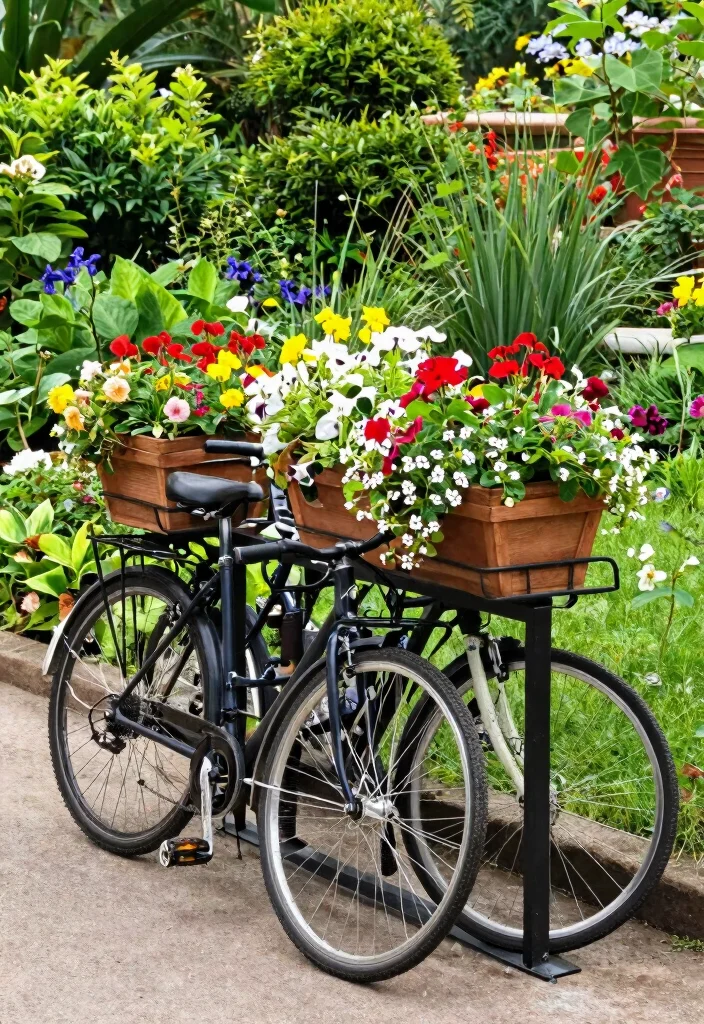 14 Multi Bike Storage Ideas for Families With More Than One Bike - 8. Bike Stand with Planters 1